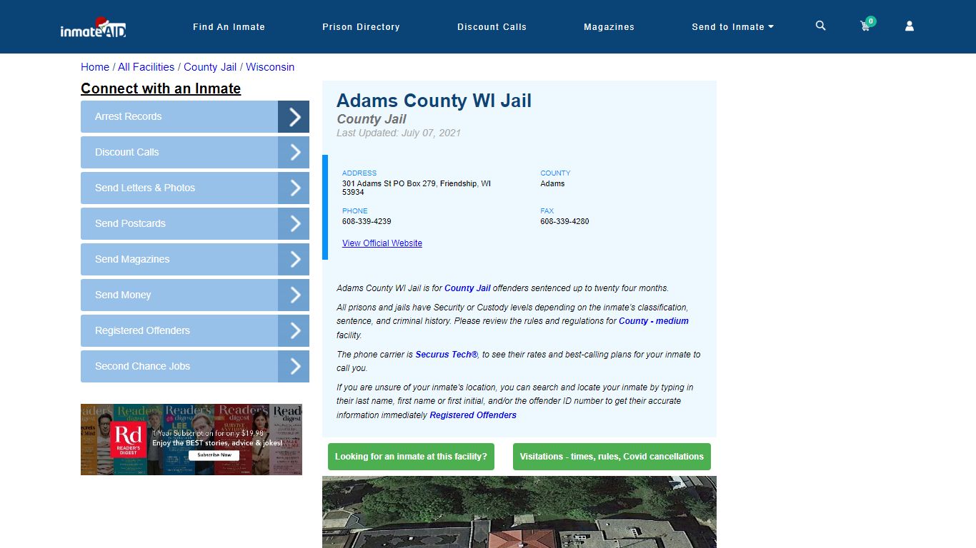 Adams County WI Jail - Inmate Locator - Friendship, WI